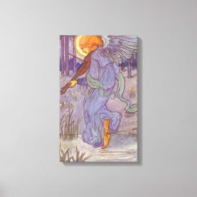 Lienzo Músico ángel tocando un violín, música vintage (Anverso)