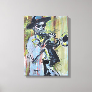 Lienzo Músico de Trompeta de Jazz Neo-Expresionista