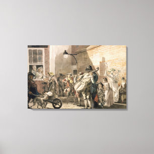 Lienzo Músicos Itinerantes tocando en una parte pobre de 