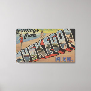 Lienzo Muskegon, Michigan - Escenas de letras grandes 2