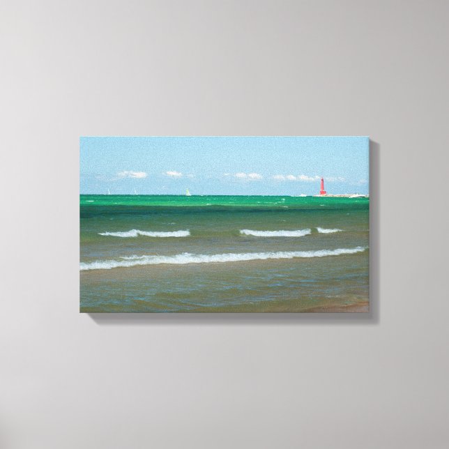 Lienzo Muskegon Pier Light, Muskegon, Michigan (Anverso)