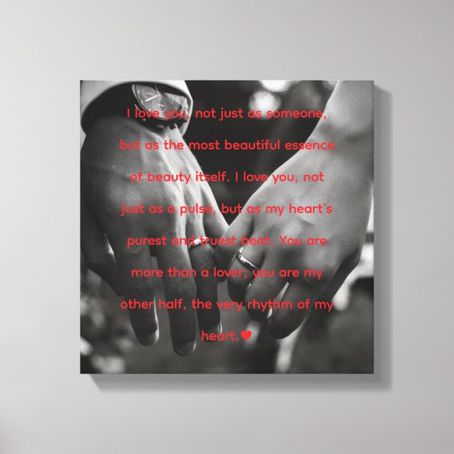 Lienzo My Other Half" Romantic Heartbeat Quote Canvas (Anverso)