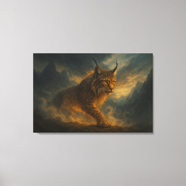 Lienzo Mystic Golden Lynx in Sunset Fog – ManJiangHong Fi (Anverso)