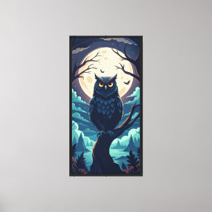 Lienzo Mystic Moonlit Owl Vector Art