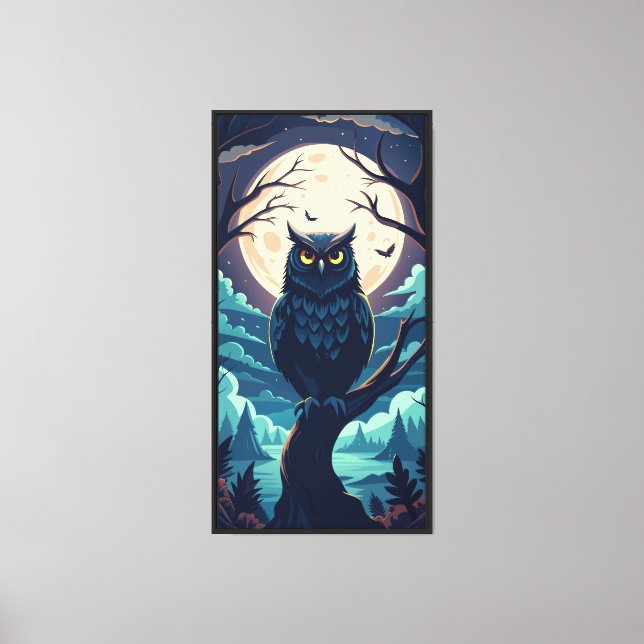 Lienzo Mystic Moonlit Owl Vector Art (Anverso)