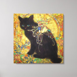 Lienzo Mystical Black Cat in Golden Nihonga