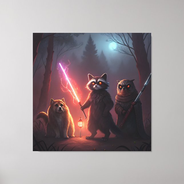 Lienzo Mystical Forest Battle Animals Art (Anverso)