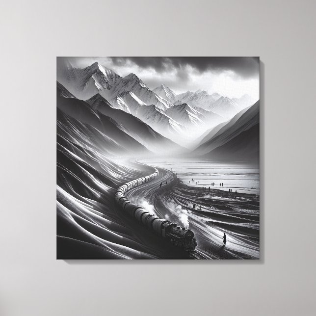 Lienzo Mystical Mountain Rails: La odisea de un tren de v (Anverso)