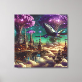 Lienzo Mystical Purple Futurista Fantasy City