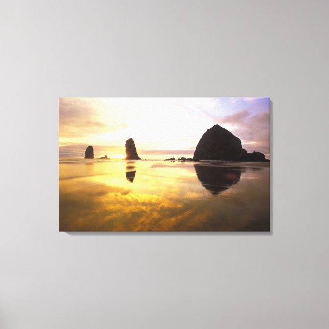Lienzo N.A., EE.UU., Oregón, Cannon Beach Sunset con (Anverso)
