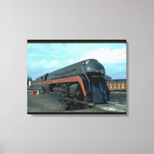 Lienzo N&W 4-8-4 #611. (tren;cielo;nubes;pista;)_Trenes