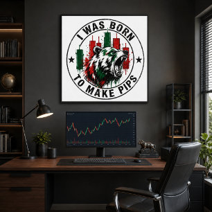 Lienzo Nací para Hacer Pips Diseño de Trader de Oso