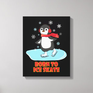 Lienzo Nacido En Hielo Skate Cute Penguin