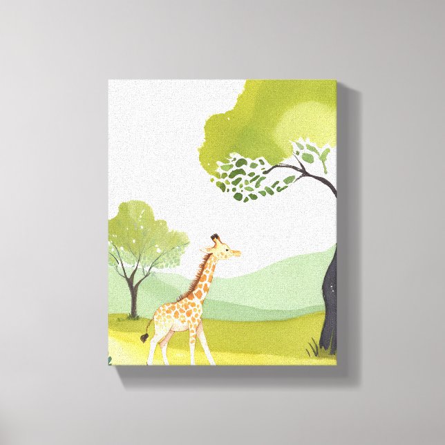 Lienzo Nacido para explorar | Giraffe Watercolor Nursery  (Anverso)