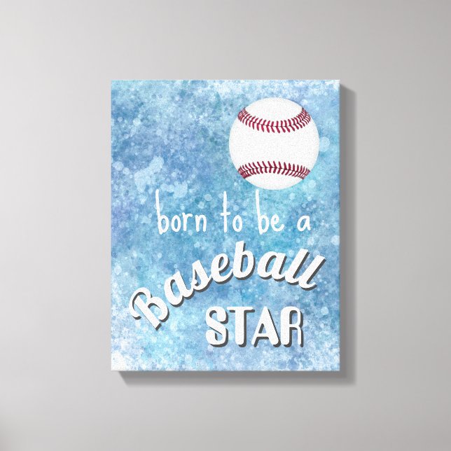 Lienzo nacido para ser una estrella de béisbol texto colo (Anverso)
