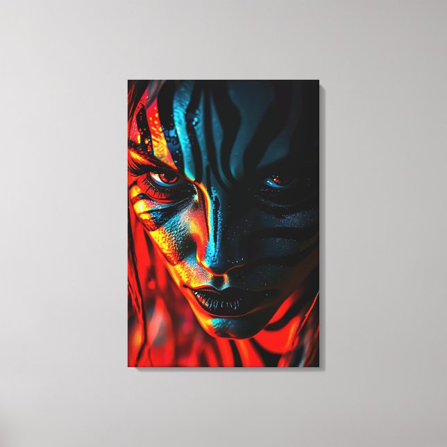 Lienzo Nahaufnahme: Frau mit Zebramuster im Gesicht