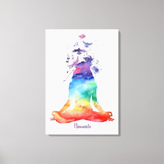LIENZO NAMASTE DE COLOR DE AGUA LOTUS YOGA CANVAS (Anverso)