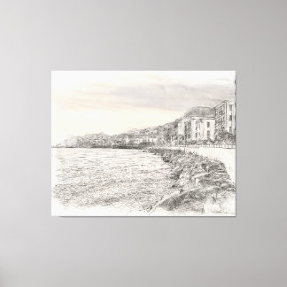 Lienzo Naples cityscape sketch along beautiful bay coastl