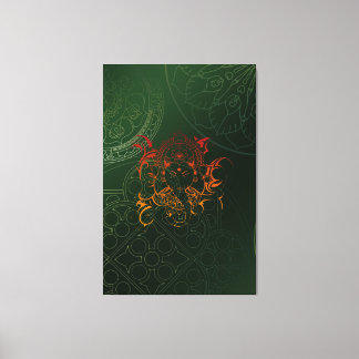 Lienzo Naranja amarillo Elefante Verde Ganesha Mandala