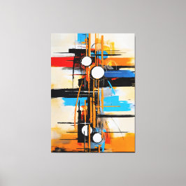 Lienzo Naranja Azul Dinámico Abstracto Geométrico de Mita