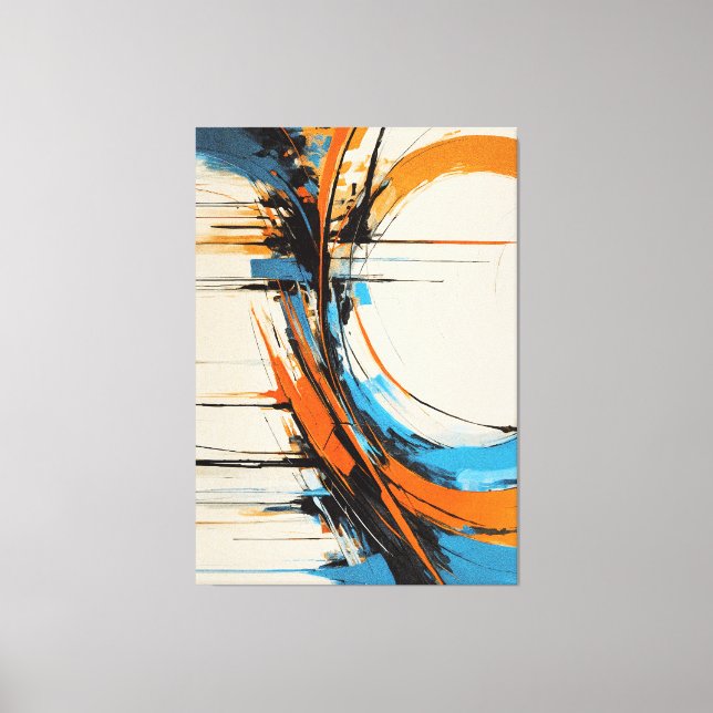 Lienzo Naranja Azul Dinámico Expresionismo Abstracto Curv (Anverso)