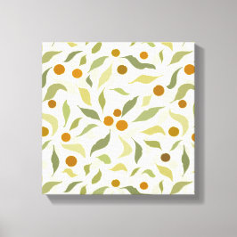 Lienzo Naranja Berries y hojas en crema - patrón.