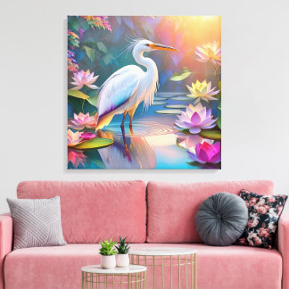 Lienzo Naranja Billing White Heron Fantasy Bird