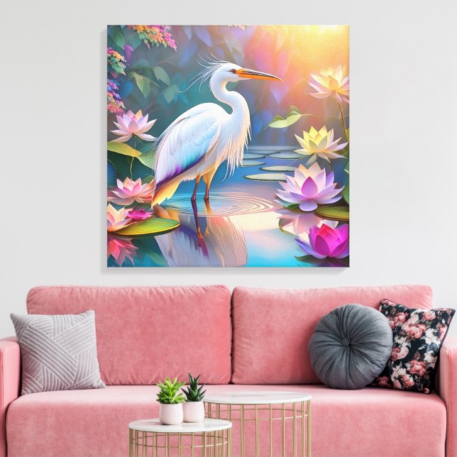 Lienzo Naranja Billing White Heron Fantasy Bird (Insitu (Sala de estar))