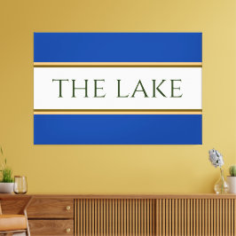 Lienzo NARANJA blanco azul LAGO Bandas de Carreras marrón