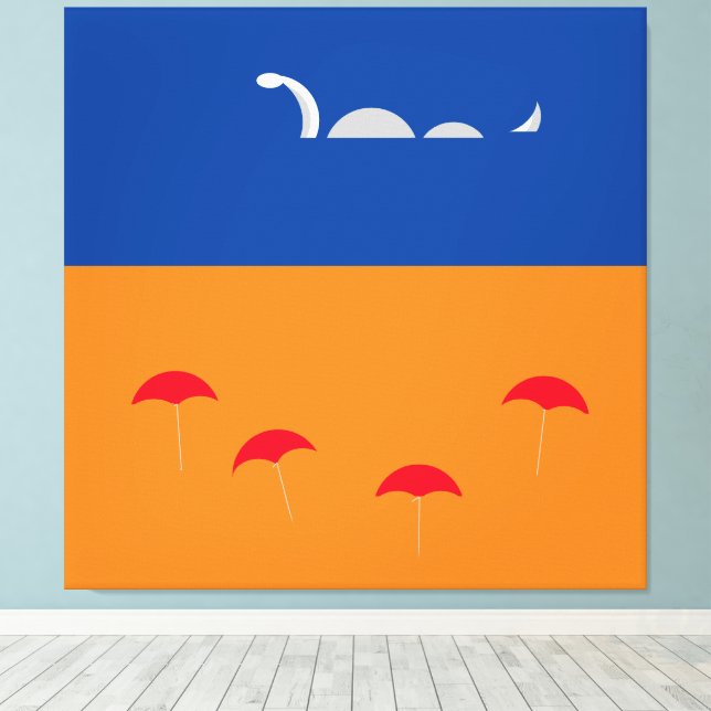 Lienzo Naranja Brillante Cute  Vivid Blue Beach (Insitu (piso de madera))