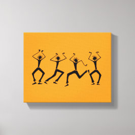 Lienzo Naranja cálida Silhouette Fiesta de la felicidad b