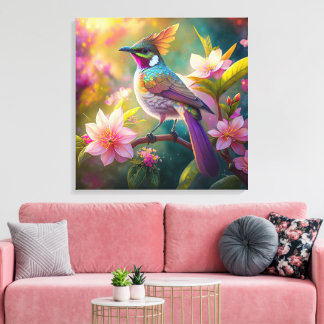 Lienzo Naranja Creste Arco Iris Jay Fantasy Bird