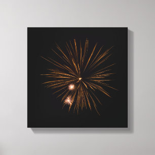 Lienzo naranja de fuegos artificiales sobre fondo negro