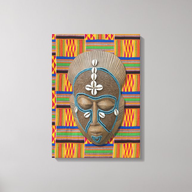 Lienzo Naranja de máscara tribal africana Kente Canvas Im (Anverso)