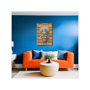 Lienzo Naranja de máscara tribal africana Kente Canvas Im