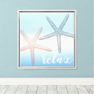 Lienzo Naranja de playa Blue Starfish Relax