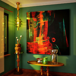 Lienzo Naranja del agua Azul Rojo Azul Moderno Resumen Pa