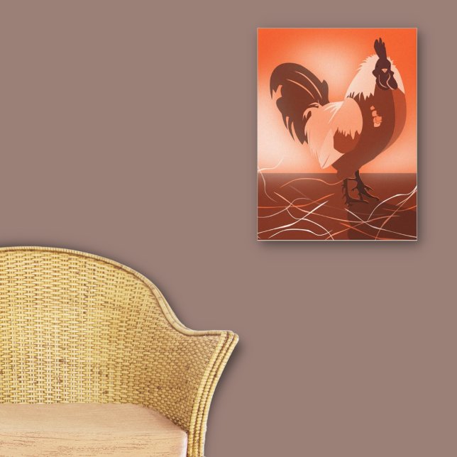 Lienzo Naranja del sol en la granja de campaña (Sunset-Orange Rooster Country Farm Animal Canvas Print, Home & Living)