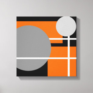 Lienzo Naranja Gris Negro Blanco Moderno - Lona EnvueltA