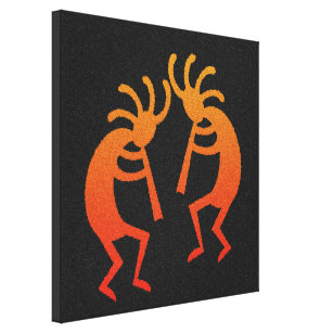 Lienzo Naranja negro suroeste bailando Kokopelli Wall Art