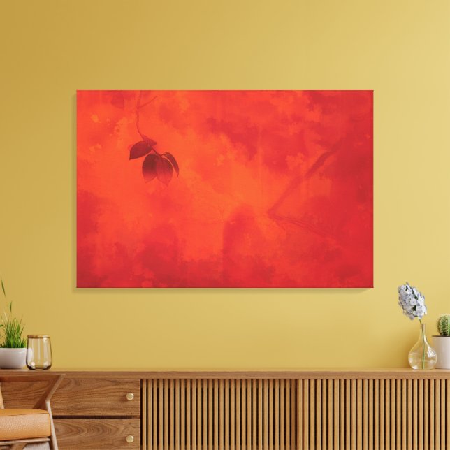 Lienzo Naranja quemado Persimmon Abstrato de hojas otoño (Insitu (Sala de estar))