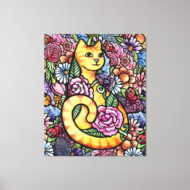 Lienzo Naranja Tabby Cat Garden (Anverso)