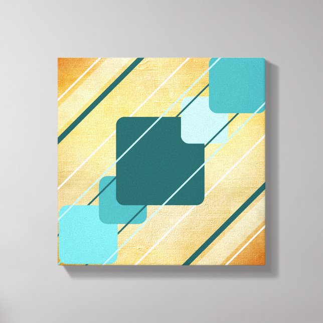 Lienzo Naranja Teal Geométrico AP0010 Canvas Envue (Anverso)