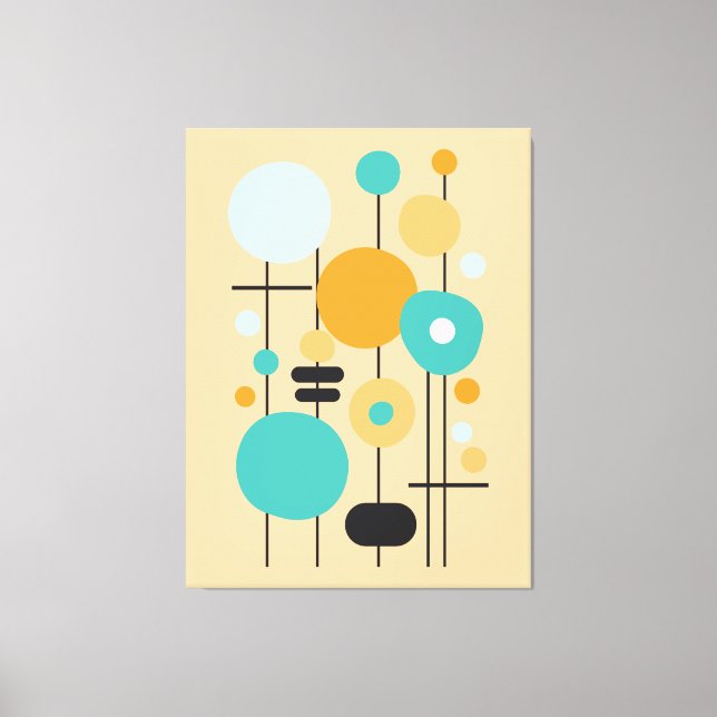 Lienzo Naranja Verde azulado geométrico moderno Resumen a (Anverso)