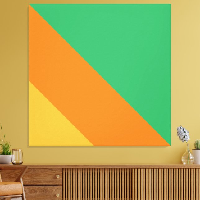 Lienzo Naranja verde claro retro franjas diagonales amari (Insitu (Sala de estar))