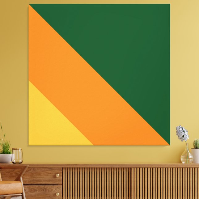 Lienzo Naranja verde del bosque retro rayas amarillas dor (Insitu (Sala de estar))