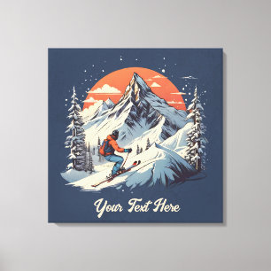 Lienzo Naranja Vintage Mountain Pine Skip Sunset