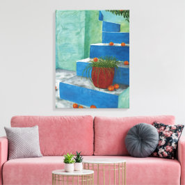 Lienzo Naranjas de escaleras de pintura de acuarela grieg