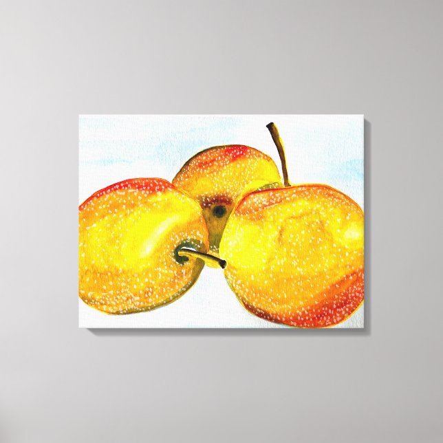 Lienzo Nashi peras color amarillo fruta de la acuarela (Anverso)
