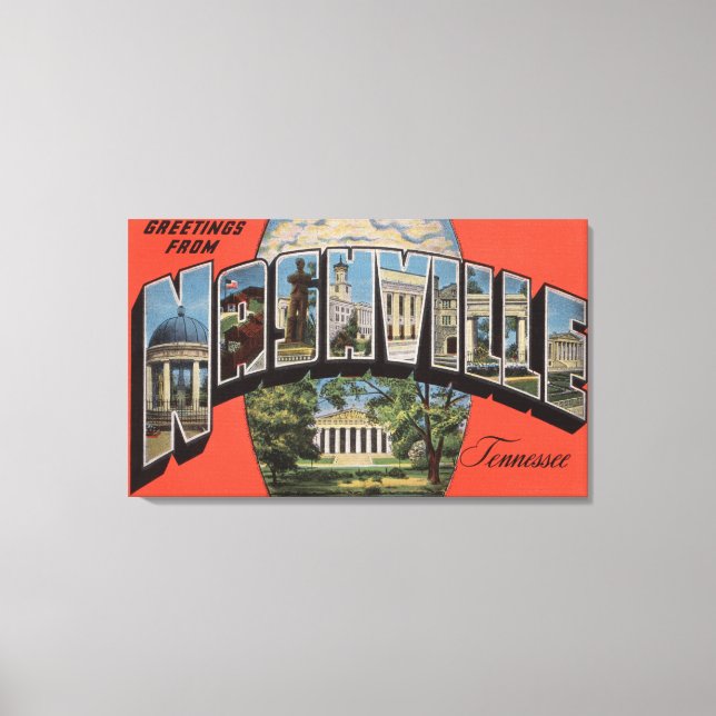 Lienzo Nashville, Tennessee - Escenas de letras grandes 2 (Anverso)